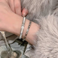 Light Luxury Premium Full Diamond Bangle Women Silver Titanium Fade-Resistant Bangle Bracelet New Couples Hand Jewelry Item