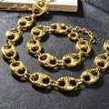 Western Statement Necklace Bracelet Set New Trendy Press Pattern Pig Nose Style Hip-Hop Overseas Wholesale Premium