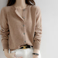 Women's Fall Korean Relaxed Plus Size Knit Wool Crew Neck Loose Sweater + Cardigan + - Black