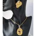 Western Hot Sale Style Overseas Simple Gold Beaded Linked Circle Pendant Premium Earrings Necklace Set Women