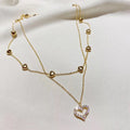 Korea Fashionable Elegant Mini Set Heart-Shaped Necklace Metal Breeze Elegant Double-Layer Full Diamond Heart Clavicle Chain Women N6315