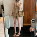 Summer Old Money Office Sleeveless V-Neck Vest + Tank Top 2-Piece Set