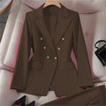Women's Fall Korean Retro Fitted Jacket + Pants + Top Set 2026 - Emerald