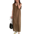 Korean Chic Solid Sleeveless Backless Thin Strap Dress
