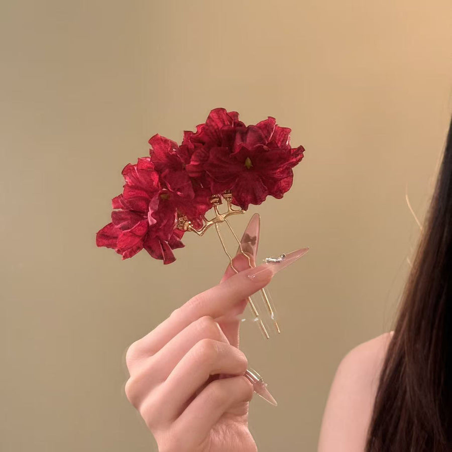 Vintage Fabric Flower Hair Stick - view 7