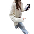 Women's Spring-Summer Korean Relaxed Crochet Knit Hollow-Out Crochet Cardigan + Jacke - White