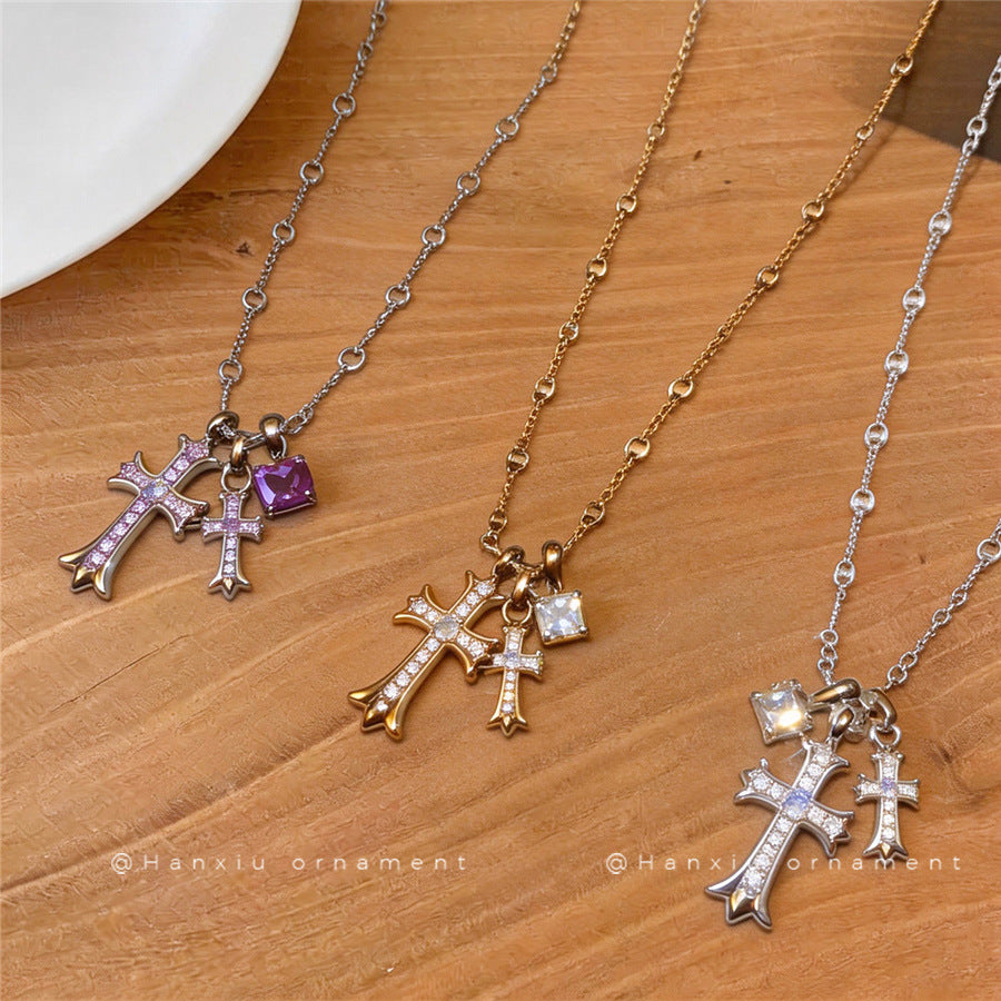 Sparkling Irregular Zircon Pendant Necklace - view 4