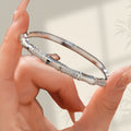 18K Gold Plated 4th Petal Flower Cubic Zirconia Bangle Light Luxury Premium Influencer Hand Jewelry Lucky Flower Mother of Pearl Bracelet Jewelry