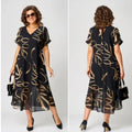 Plus Size Print Short Sleeve Dress - Youthful Floral Maxi Dress Women
