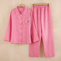 Women's Fall-Winter Minimal Mesh Cotton Long Sleeve Square Neck Striped Pants Set 202 - Blue