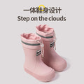 儿童雨鞋女童新款亲子简约字母水鞋室外防水男童四季加绒棉套PVC