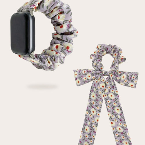 Fits iwatch Watch Band Large Cord Hair Tie Printed Stretch Single Row Apple Watch Apple Watch Band
