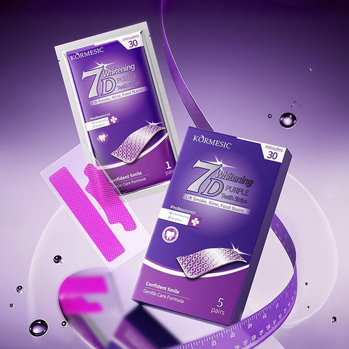 跨境外贸KORMESIC紫色牙贴tooth whitening strips盒装护理现货