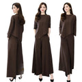 Fall Casual Elegant Wide Leg Pants + Skirt Pants 2-Piece Set