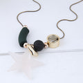 Western Fashionable Clean Matte Clear Five-Point Star Personality Long Style Necklace Geometric Heart Sweater Chain N5227