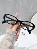 Oval Round Small-Frame Plano Anti-Blue New Import Korean Style Retro Influencer Style Ambient Feel Frame Glasses Women