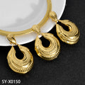 Middle East Jewelry Accessory Copper Gold Plated Large Electroformed Set Bead Collar Necklace Earrings Set 2-Piece Set Retro Imperial Breeze Wholesale