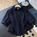 Summer Korean Casual Mesh Cotton Half Sleeve Double-Layer Lightweight Shirt