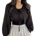 Women's Korean Chic Lantern Sleeve Short Cardigan