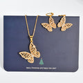 Western High-End Designer Quality Fashionable Butterfly Crystal Jewelry 2-Pc Set Light Luxury Bracelet Fashionable Versatile