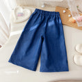 Girls' Solid Embroidered Wide-Leg Pants - Fall