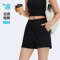 yunsen big pocket shorts women's high waist drawstring versatile casual sports pants slimming fitnes