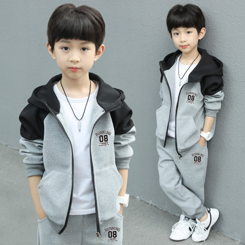 Boys' Letter Print Sports Zipper Set