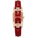 Light Luxury Long Square Rhinestone Women Belt Watch La Horse Numbers Red Green White Dial Croc Pattern Fine With Quartz Watch
