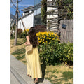 French Yellow Camisole Loose A-Line Long Dress