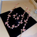 Runaway Princess Super Fairy Pink Crystal Berry Branch Flower Jewelry Set Imperial Breeze Wedding Necklace Light Luxury Niche Necklace