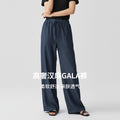 夏季新款女装汉麻老钱风gala裤高腰抽绳显瘦透气阔腿裤休闲直筒裤