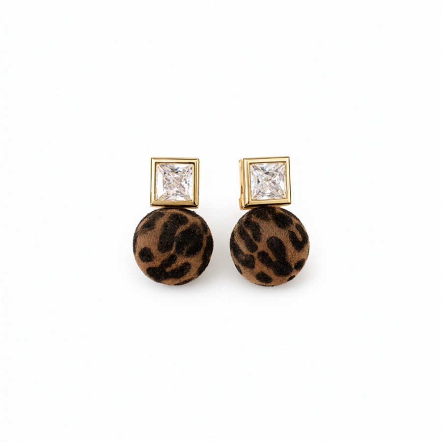 18K Gold-Plated Leopard Print Stud Earrings - view 5