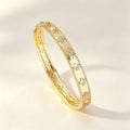 10K Flower Tube Four Leaf Clover Width Slim Cut Bangle Copper Coated 18K Gold Fashionable Versatile Full Diamond Bracelet Light Luxury Elegant Hand Jewelry