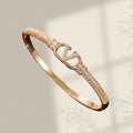 Western Full Diamond Geometric Bangle Exquisite Versatile Cubic Zirconia 2 Row Crystal Bracelet Niche Premium Elegant Hand Jewelry Women