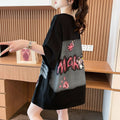Cotton Sequin Cartoon T-Shirt - Sparkly Oversized Short Sleeve Top Women