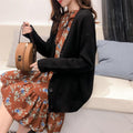 Women's Fashion Slimming Plus Size Wool V-Neck Knit Top + Sweater + Cardigan + Jacket - Gray