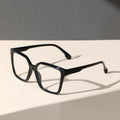 Big Frame Retro Plano Women Face-Slimming Glasses Full-Frame Asymmetric Lens Clear Frame Men Trendy Anti-Blue