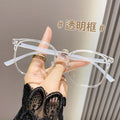New Square Frame Bare Face Anti-Blue-Light Myopia Women RedNote Ultra-Light Big Face Slender Plano With Rx Glasses Frame