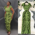 High-End Elegant Pleated Ruffle Trimmed Bodycon Long Dress for Banquet