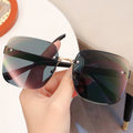 New Overseas Rimless Beveled Women Ocean Lens Sunglasses Fashionable Big Frame Sunshade UV-Proof Sunglasses Wholesale
