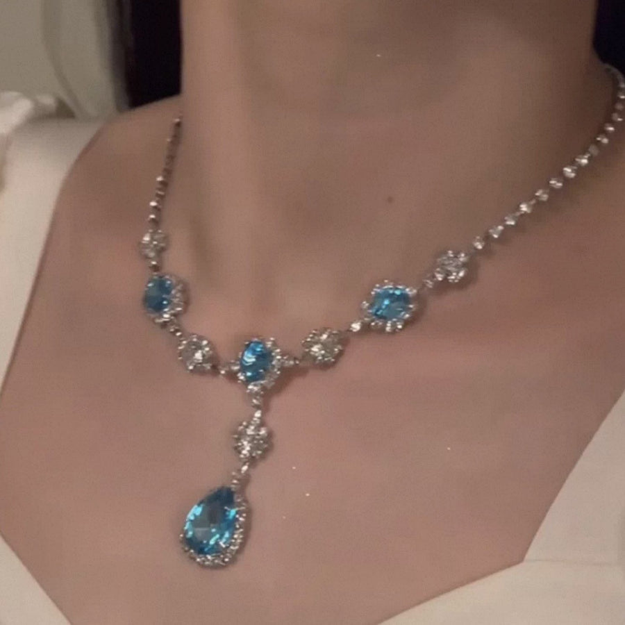 Sparkling Zircon Butterfly Flower Pendant Necklace - view 7