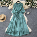 Retro Palace Style Lantern Sleeve Dress, Crochet Embroidery Fitted Long Dress