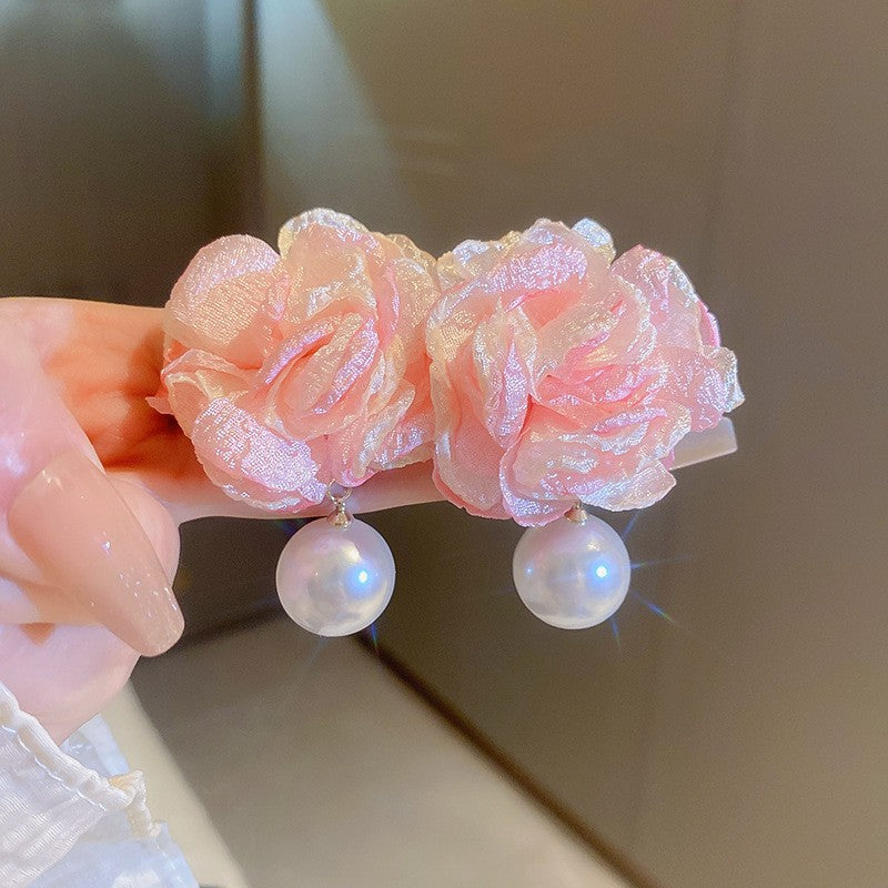 Chiffon Flower Tassel Drop Earrings - view 7