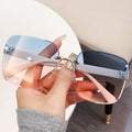 New Overseas Rimless Beveled Women Ocean Lens Sunglasses Fashionable Big Frame Sunshade UV-Proof Sunglasses Wholesale