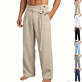2026 customized men's clothing spring white bottom large size american style oblique waist linen cas