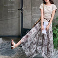 Summer French Slimming High Waist Printed Asymmetric Mid-Length Skirt Set