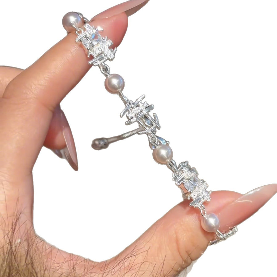 French Zircon Flower Pearl Bracelet - view 5