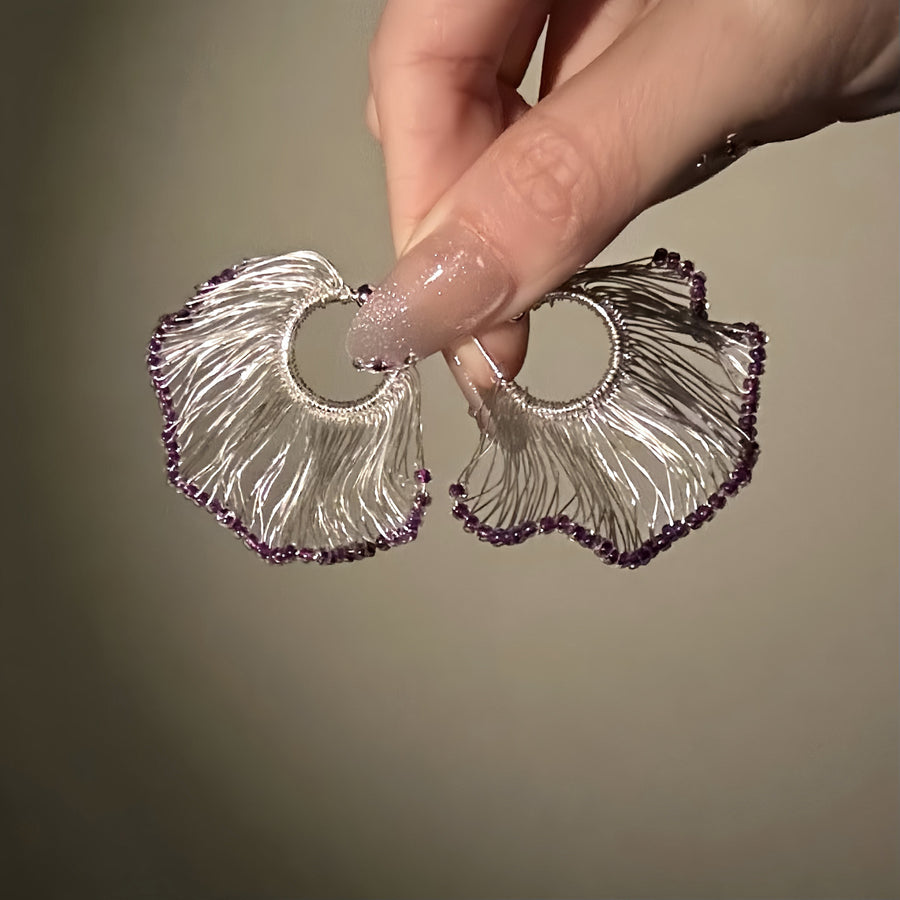 Woven Round Textured Stud Earrings - view 2