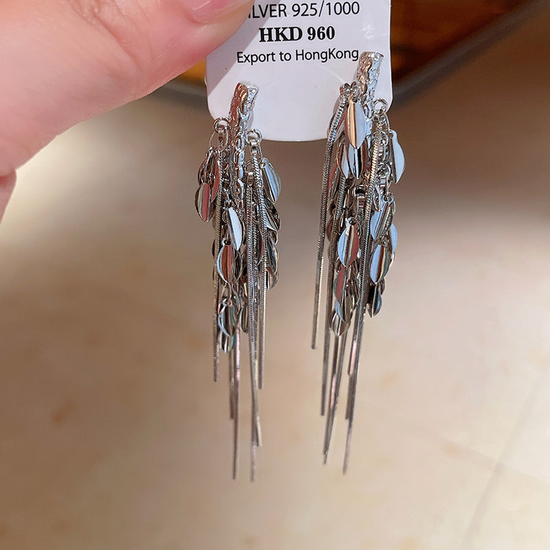 Silver-Tone Leaf Tassel Drop Earrings - view 12