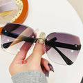 New Fashionable Rimless Beveled Women Sunglasses Trendy UV-Proof Men Sunglasses Ocean Lens Gradient Sunshade Glasses